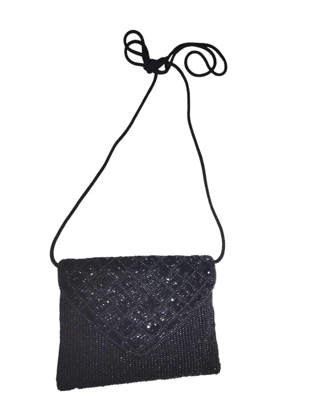 Mini Black Beaded Envelope Crossbody  Bag